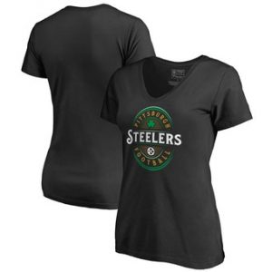 Pittsburgh Steelers NFL Pro Line by Fanatics Branded Women’s Forever Lucky V-Neck T-Shirt – Black